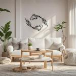 Large Black Metal Koi Fish Wall Art Decor