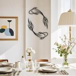 Large Black Metal Koi Fish Wall Art Decor