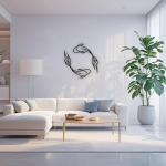 Large Black Metal Koi Fish Wall Art Decor