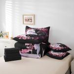 Dragon Yin Yang Queen Bedding Set with Cherry Blossoms