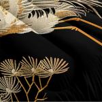 Japanese Style Black and Gold Queen Comforter Set