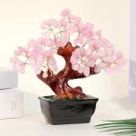 Rose Quartz Crystal Money Tree for Wealth and Luck