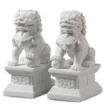 White Jade Peking Foo Dogs for Wealth and Protection