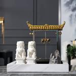 White Jade Peking Foo Dogs for Wealth and Protection