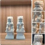 White Jade Peking Foo Dogs for Wealth and Protection