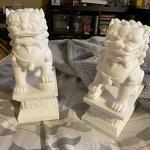 White Jade Peking Foo Dogs for Wealth and Protection