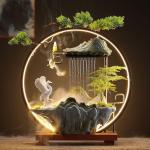 Crane Water Fountain with LED Light and Incense Holder