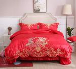 Chinese Wedding Bedding Set Queen - Red Satin
