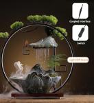 Crane Water Fountain with LED Light and Incense Holder