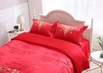Chinese Wedding Bedding Set Queen - Red Satin