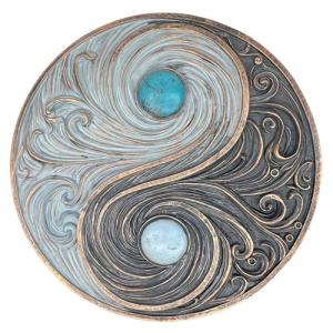 Yin and Yang Swirling Waves Wall Sculpture