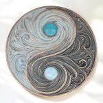 Yin and Yang Swirling Waves Wall Sculpture