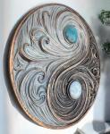 Yin and Yang Swirling Waves Wall Sculpture
