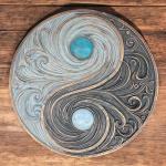 Yin and Yang Swirling Waves Wall Sculpture