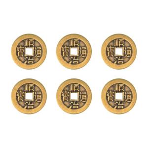 Set of 6 Brass I Ching Coins for Luck