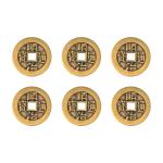 Set of 6 Brass I Ching Coins for Luck