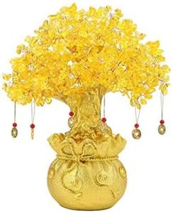 Citrine Money Tree with Dragon Pots for Prosperity