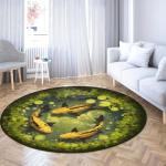 Lucky Koi Fish Pond Area Rug 5ft