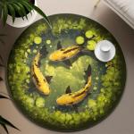 Lucky Koi Fish Pond Area Rug 5ft