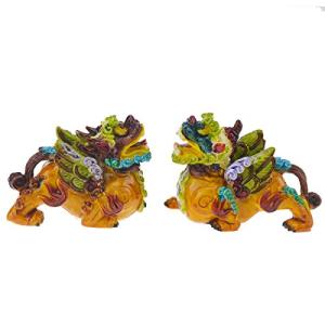 Colorful Pi Yao Statue with Red Bracelet