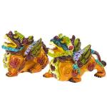 Colorful Pi Yao Statue with Red Bracelet