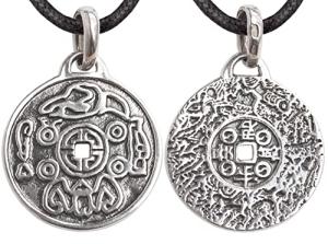 Lucky Coin Necklace - Sterling Silver Feng Shui Amulet