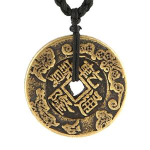 Brass Feng Shui Coins Pendant Necklace for Wealth
