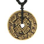 Brass Feng Shui Coins Pendant Necklace for Wealth