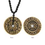 Brass Feng Shui Coins Pendant Necklace for Wealth