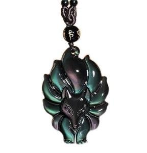 Wealth Necklace with Obsidian Pendant and Chakra Gems