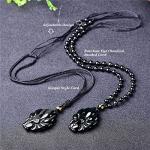 Wealth Necklace with Obsidian Pendant and Chakra Gems