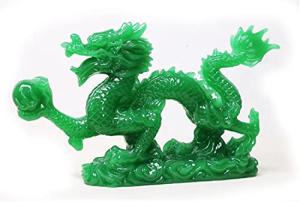 Jade Green Feng Shui Dragon Statue for Luck