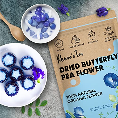 KHWAN'S Organic Dried Butterfly Pea Flower Tea