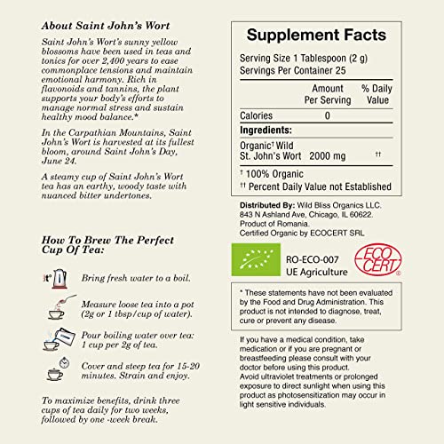 Organic St Johns Wort Herbal Tea Bags for Mood