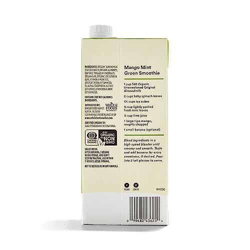 Whole Foods Organic Unsweetened Almond Milk, 32 Oz