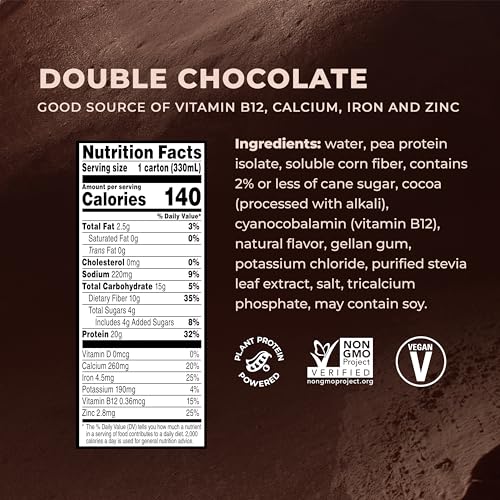 Evolve Double Chocolate Plant-Based Protein Shake, 12 Pack