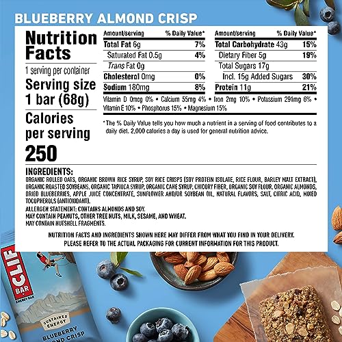CLIF BAR Blueberry Almond Crisp Energy Bars - 12 Pack