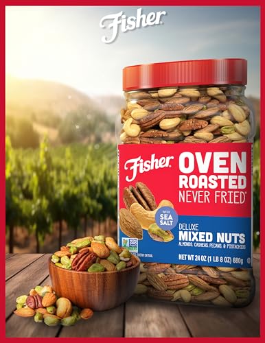 Fisher Deluxe Mixed Nuts, Oven Roasted, 1.5 lb