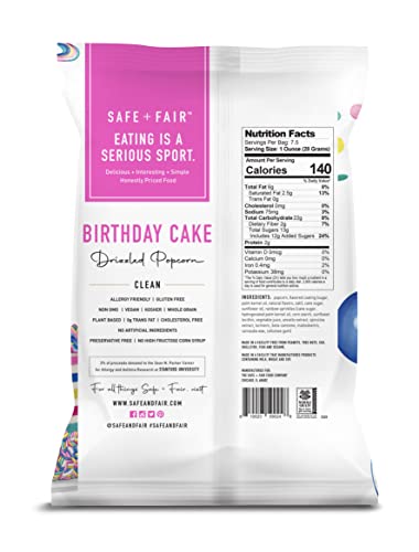 Safe + Fair Birthday Cake Drizzled Popcorn, 7.5 oz