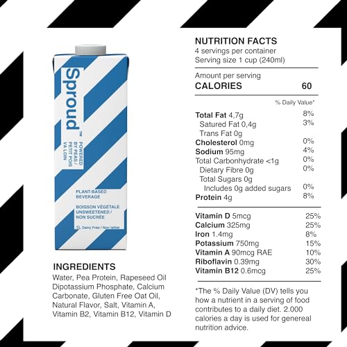 Sprowt Unsweetened Dairy-Free Pea Protein Milk 6-Pack