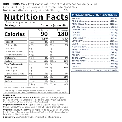 Organic Vegan Chocolate Protein Powder with Probiotics