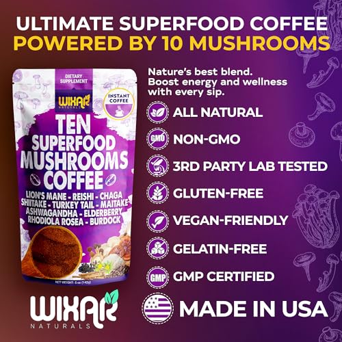 WIXAR Superfood Mushroom Coffee with Ten Extracts
