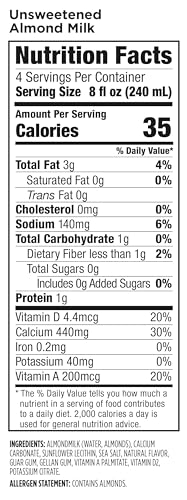 Califia Farms Unsweetened Almond Milk, 32 Oz Pack