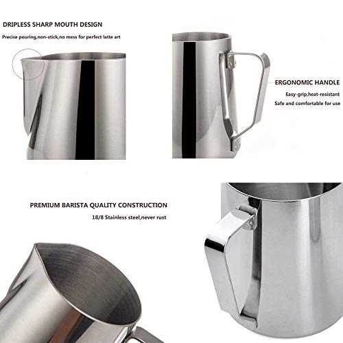 SIKEMAY 12oz Stainless Steel Milk Frothing Pitcher