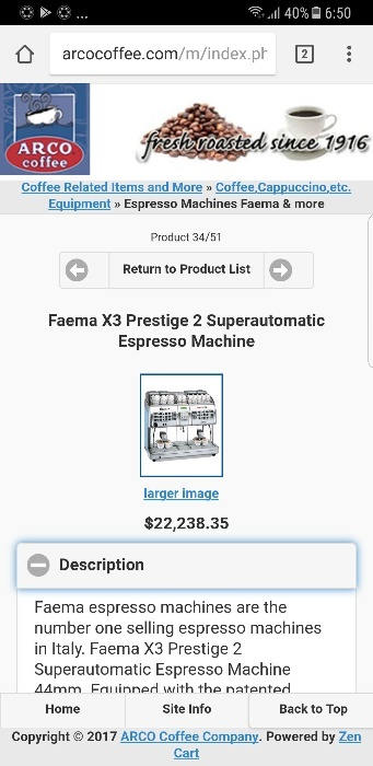 FAEMA X3 Prestige II Super Automatic Espresso Maker