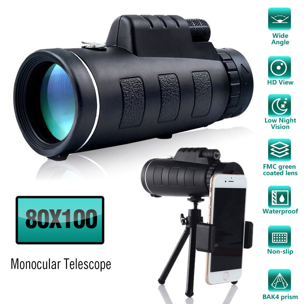 80x100 Zoom HD Monocular Telescope for Stargazing