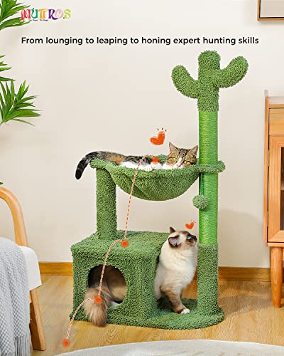 Cactus Cat Tree Tower with Hammock and Scratching Post