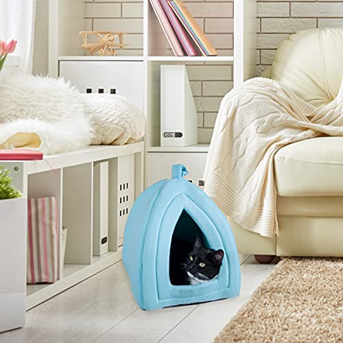 Cozy Blue Kitty Tent Bed for Cats
