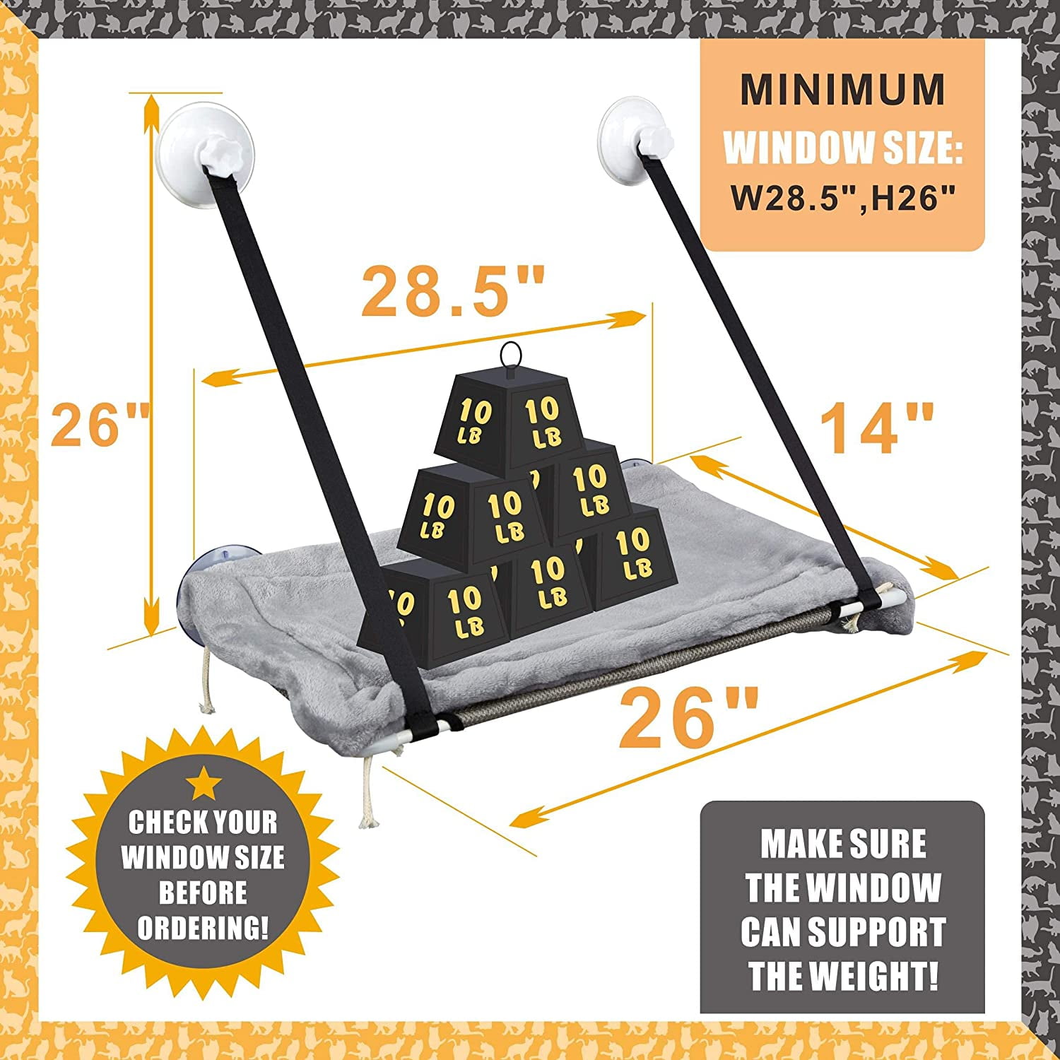 TINGOR Extra Large Cat Window Perch Hammock