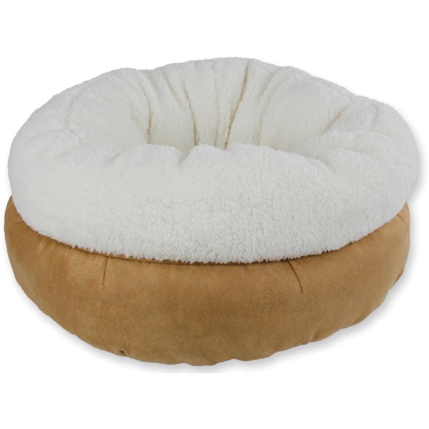 Cozy Tan Donut Cat Bed for Comfort